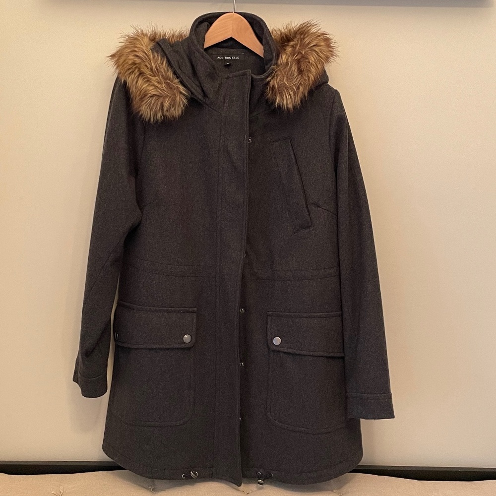 Addition Elle Grey Winter Wool Coat